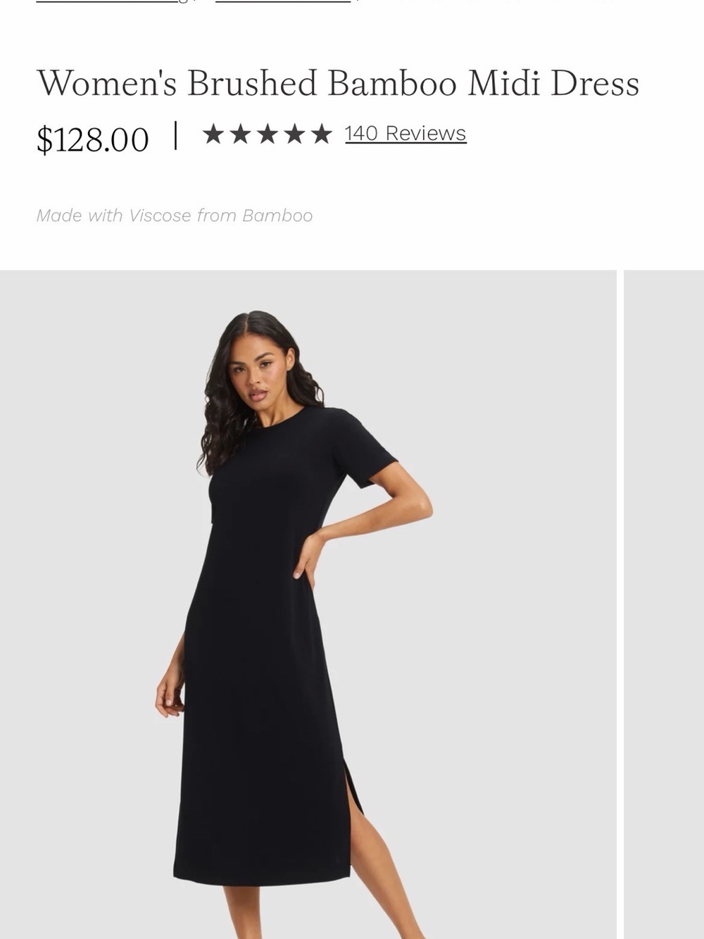 NWT Cozy Earth Brushed Bamboo Midi Dress — Black